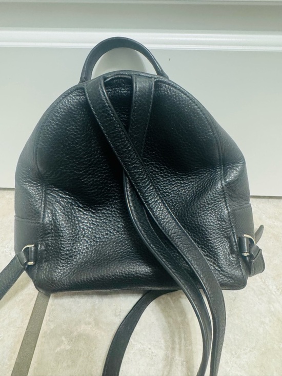 Kate Spade Leila Mini Dome Backpack Black Pebbled Leather Gold Logo Bag main image 6